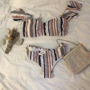 Striped bathing suit set